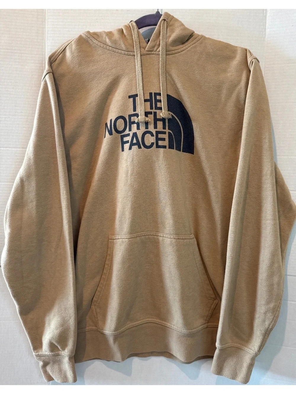 The North Face Men's Hoodie Tan Large Cotton Blend Pullover Sweatshirt